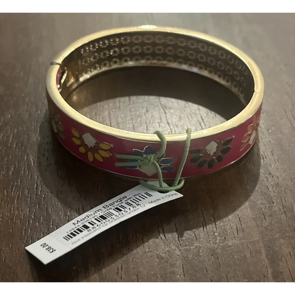 Vera Bradley Medium Bangle Bracelet, One Bracelet, Pink, Gold Tone With Rio $38